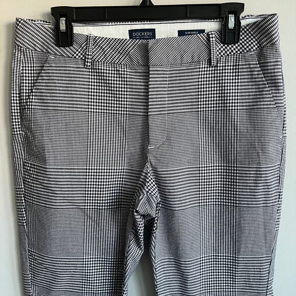 Dockers Slim Ankle Pants White Black Plaid Houndstooth 8 - Picture 4 of 8
